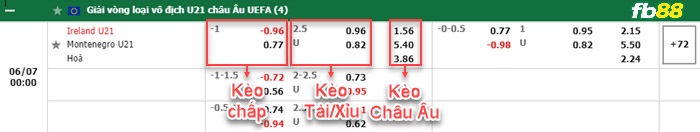 Fb88 bảng kèo trận đấu U21 CH Ailen vs U21 Montenegro