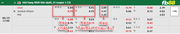 Fb88 bảng kèo trận đấu Ulsan vs Jeonbuk