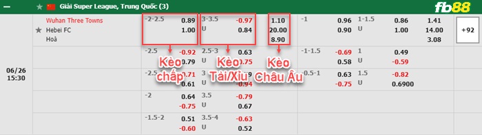 Fb88 bảng kèo trận đấu Wuhan Three Towns vs Hebei FC