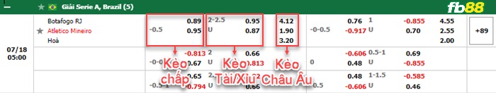 Fb88 bảng kèo trận đấu Botafogo vs Atletico Mineiro