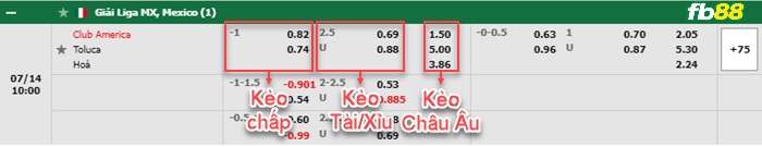 Fb88 bảng kèo trận đấu Club America vs Toluca
