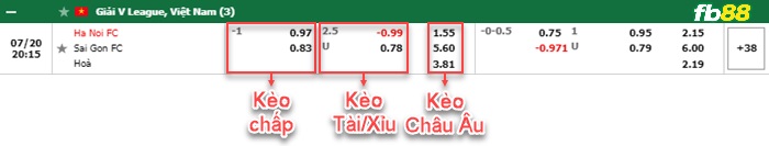 Fb88 bảng kèo trận đấu Hà Nội FC vs Sài Gòn FC