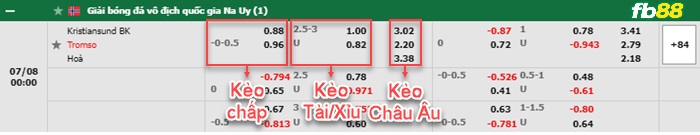 Fb88 bảng kèo trận đấu Kristiansund vs Tromso