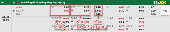 Fb88 bảng kèo trận đấu Molde vs Jerv