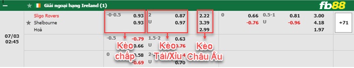Fb88 bảng kèo trận đấu Sligo Rovers vs Shelbourne