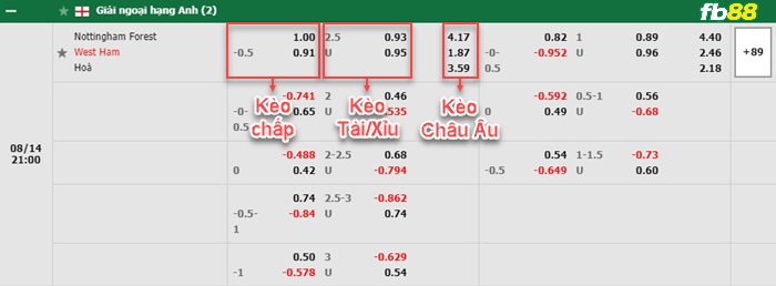 Fb88 bảng kèo trận đấu Nottingham Forest vs West Ham
