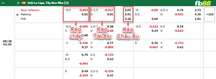 Fb88 bảng kèo trận đấu Vallecano vs Mallorca