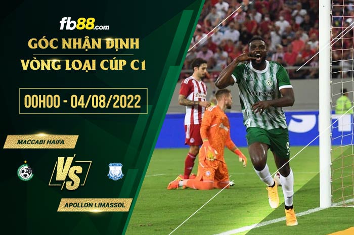 Soi kèo Maccabi Haifa vs Apollon Limassol 0h00 ngày 4/8/2022