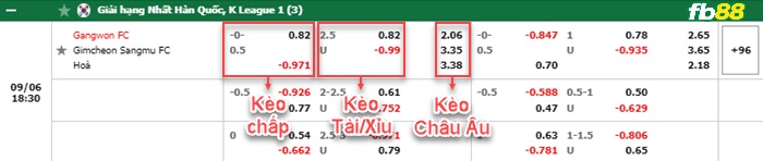 Fb88 bảng kèo trận đấu Gangwon vs Gimcheon Sangmu