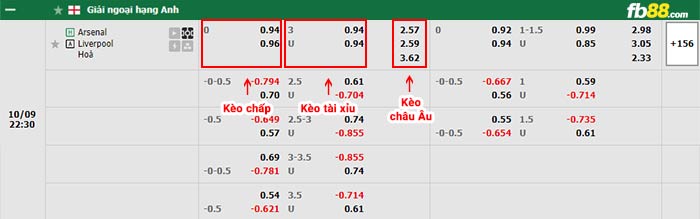 fb88-bảng kèo trận đấu Arsenal vs Liverpool