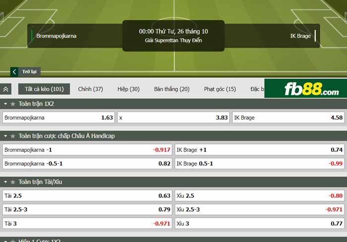 fb88-chi tiết kèo trận đấu Brommapojkarna vs Brage