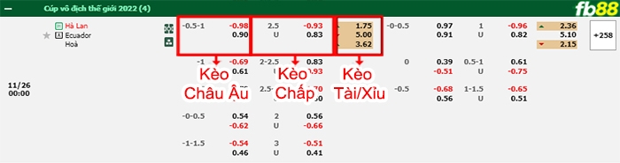 Fb88 bảng kèo trận đấu Hà Lan vs Ecuador;