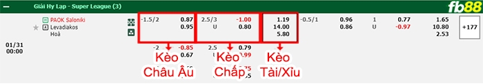 Fb88 bảng kèo trận đấu PAOK vs Levadiakos