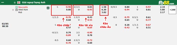 fb88-bảng kèo trận đấu Newcastle vs West Ham