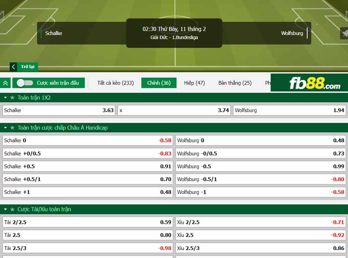 fb88-chi tiết kèo trận đấu Schalke vs Wolfsburg