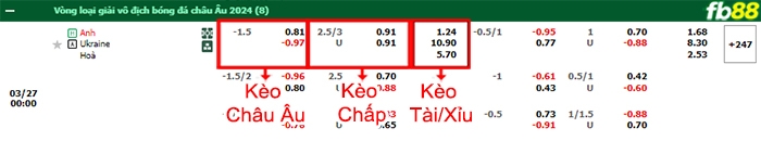 Fb88 bảng kèo trận đấu Anh vs Ukraine