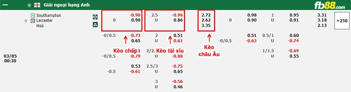 fb88-bảng kèo trận đấu Southampton vs Leicester