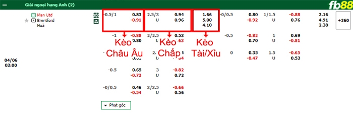 Fb88 bảng kèo trận đấu Man Utd vs Brentford
