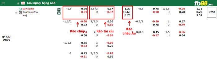 fb88-bảng kèo trận đấu Newcastle vs Southampton