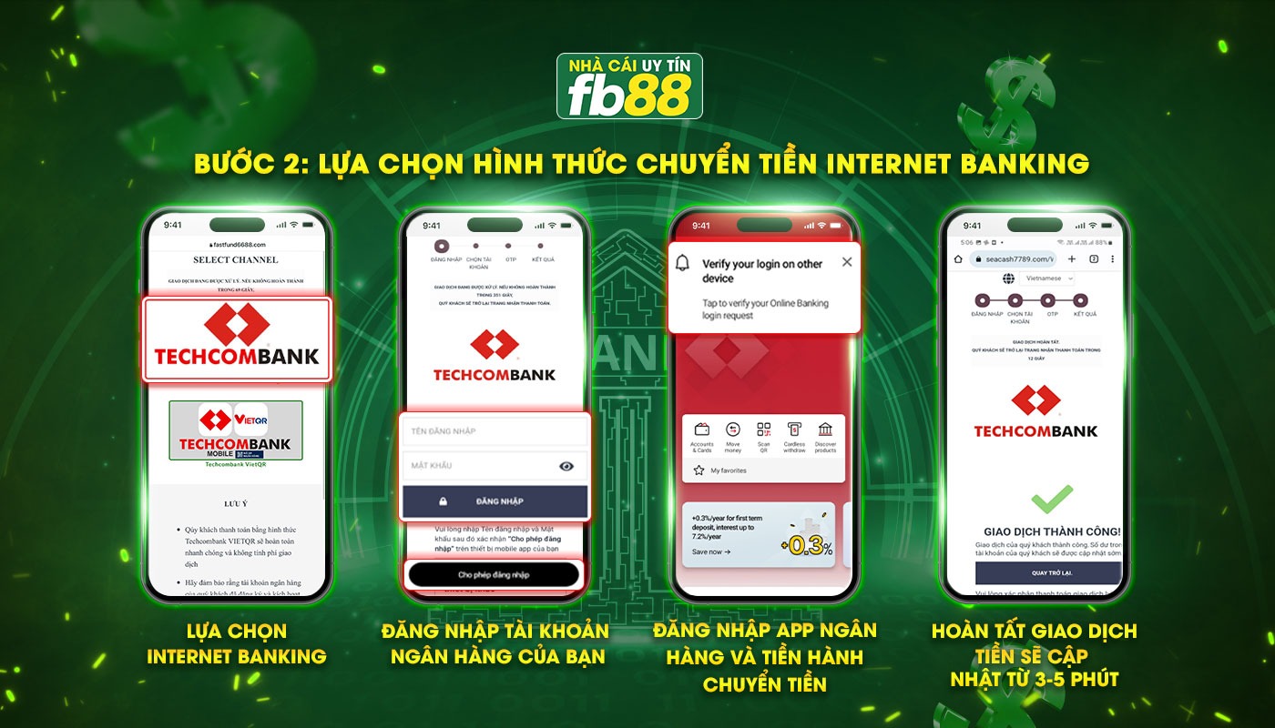 Bước 2 Lựa chọn hình thức chuyển tiền internet banking