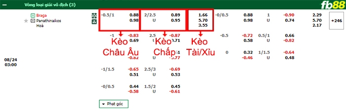 Fb88 bảng kèo trận đấu Braga vs Panathinaikos