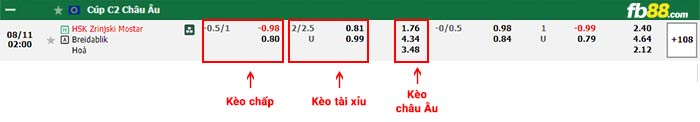 fb88-bảng kèo trận đấu Zrinjski Mostar vs Breidablik
