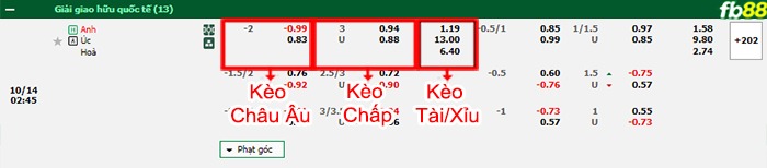 Fb88 bảng kèo trận đấu Anh vs Úc