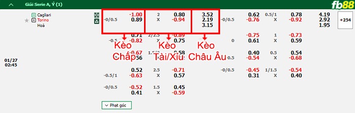 Fb88 bảng kèo trận đấu Cagliari vs Torino