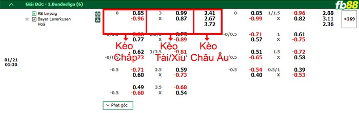 Fb88 bảng kèo trận đấu Leipzig vs Leverkusen