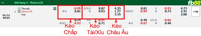 Fb88 bảng kèo trận đấu Tlaxcala vs Cancun