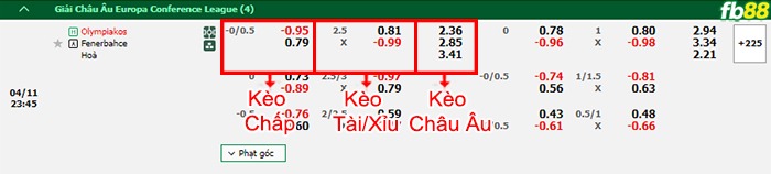 Fb88 bảng kèo trận đấu Olympiacos vs Fenerbahce