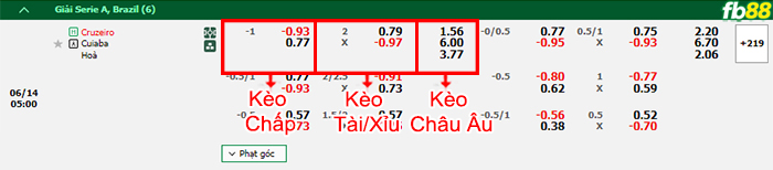 Fb88 bảng kèo trận đấu Cruzeiro vs Cuiaba