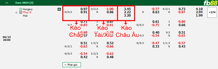 Fb88 bảng kèo trận đấu Hungary vs Thụy Sĩ