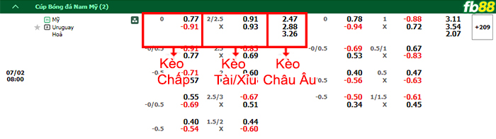 Fb88 bảng kèo trận đấu Mỹ vs Uruguay