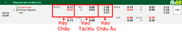 Fb88 bảng kèo trận đấu Dynamo Kyiv vs Partizan