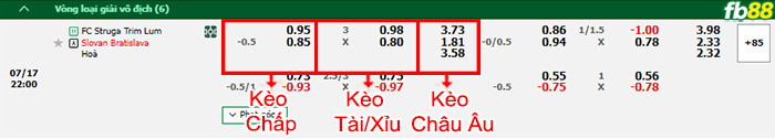 Fb88 bảng kèo trận đấu FC Struga vs Slovan Bratislava