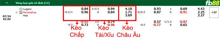 Fb88 bảng kèo trận đấu Lugano vs Fenerbahce