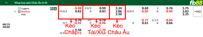 Fb88 bảng kèo trận đấu FC Lugano vs Besiktas