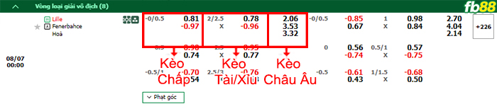 Fb88 bảng kèo trận đấu Lille vs Fenerbahce