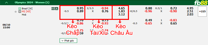 Fb88 bảng kèo trận đấu nữ Brazil vs nữ Mỹ