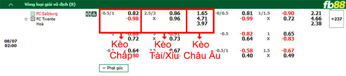 Fb88 bảng kèo trận đấu Salzburg vs Twente