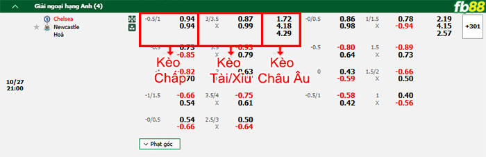 Fb88 bảng kèo trận đấu Chelsea vs Newcastle