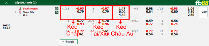 Fb88 bảng kèo trận đấu Southampton vs Stoke