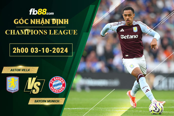 Fb88 soi kèo trận đấu Aston Villa vs Bayern Munich