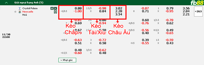 Fb88 bảng kèo trận đấu Crystal Palace vs Newcastle