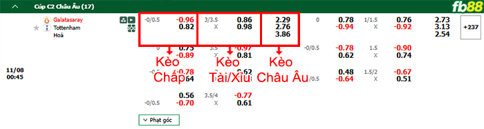 Fb88 bảng kèo trận đấu Galatasaray vs Tottenham
