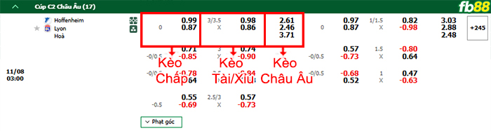 Fb88 bảng kèo trận đấu Hoffenheim vs Lyon