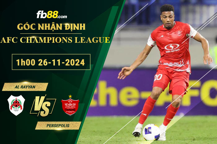 Fb88 soi kèo trận đấu Al Rayyan vs Persepolis