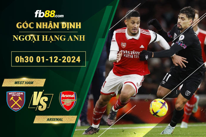 Fb88 soi kèo trận đấu West Ham vs Arsenal