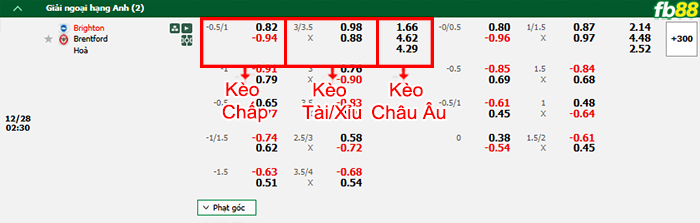 Fb88 bảng kèo trận đấu Brighton vs Brentford